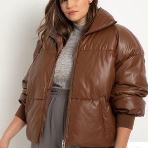 NWT Eloquii Faux Leather Puffer Coat